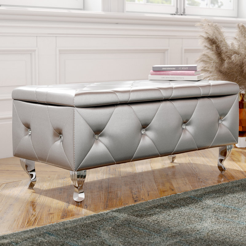 House of Hampton® Victoria Faux Leather Flip Top Storage Bench